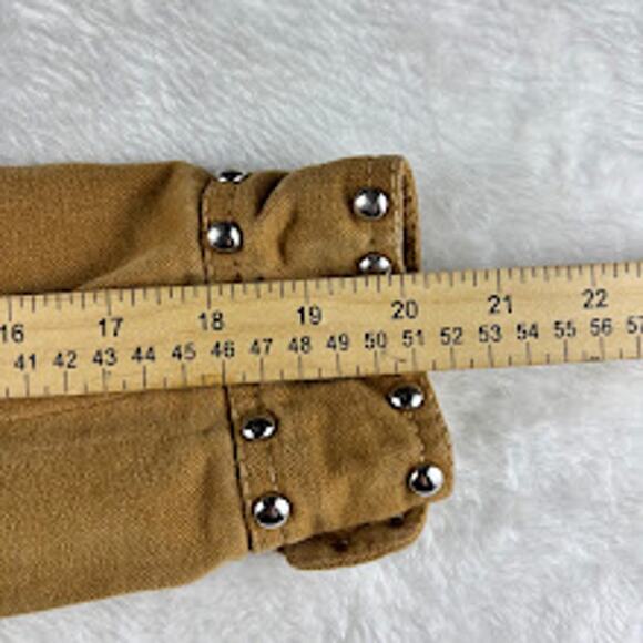 Studded Denim Jacket 1970's Vintage Brown Snap Button NO TAG Pictured Meas. - Picture 4 of 8